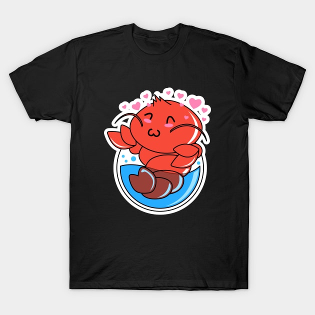 Cute Lobster Cartoon Character T-Shirt by BrightLightArts